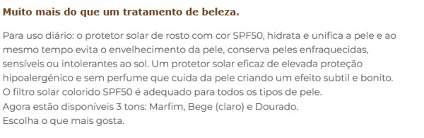 Creme Protetor Solar Rosto com Cor Clara SPF50