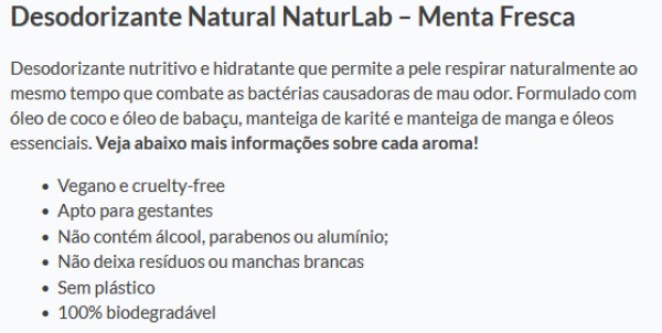 Desodorizante Natural Naturlab Menta Fresca
