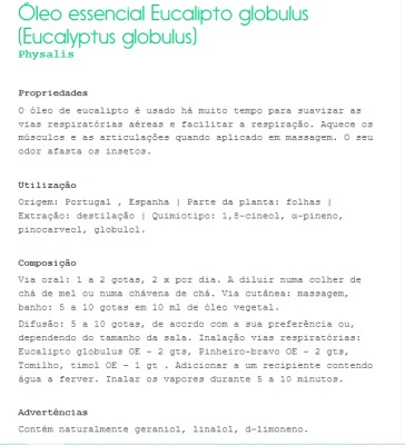 Óleo Essencial Eucalipto Globulus Physalis 10ml