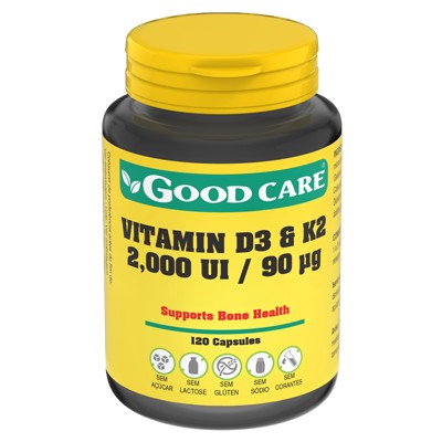 Vitamina D3 e K2 2000UI 90µg 120 cápsulas