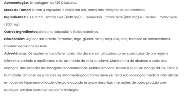 BCAA Vegan, 120 cápsulas vegetais (800 mg)