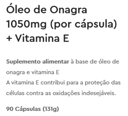 Óleo de Onagra 1050mg + Vitamina E 90 cápsulas