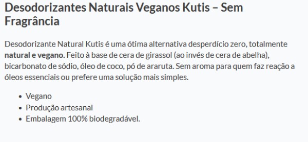 Desodorizantes Naturais Veganos Kuits s/ Fragrança